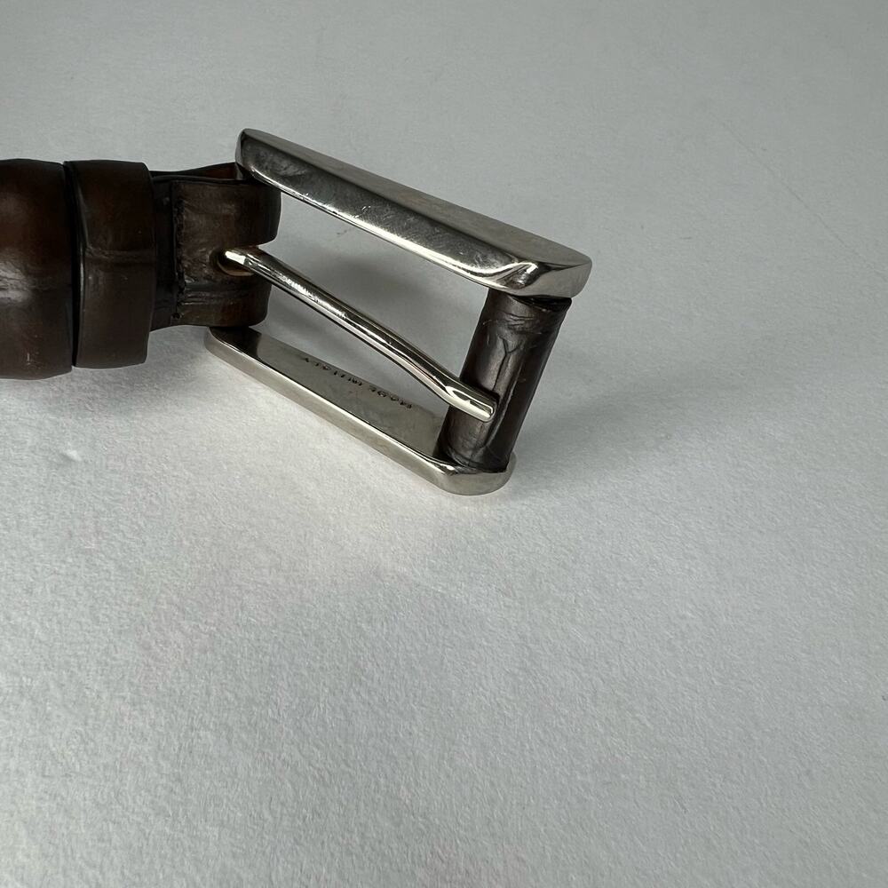 Joan & David Italy Croc Pattern Brown Leather Belt with Silvertone Hardware Sz M - Picture 7 of 12